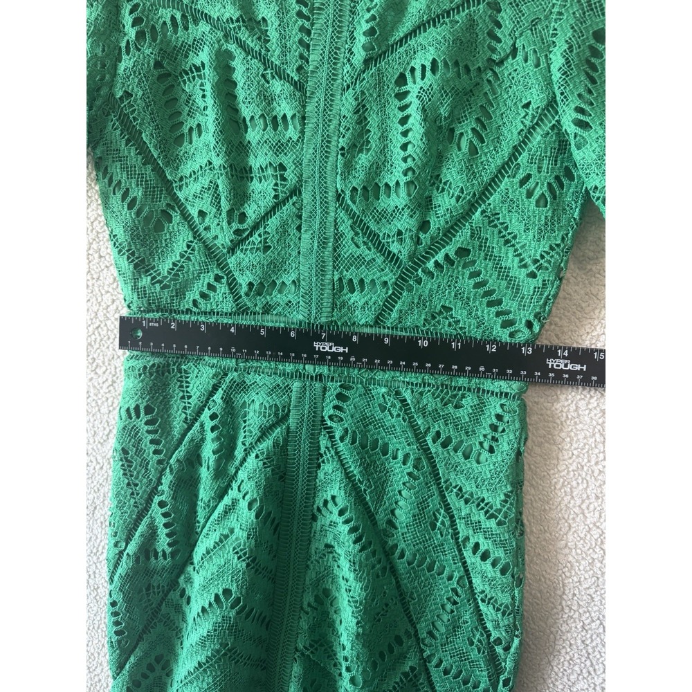 Bardot Green Lace Dress Size XS Sheath Short Sleeve Zip Back Elegant - Picture 9 of 9